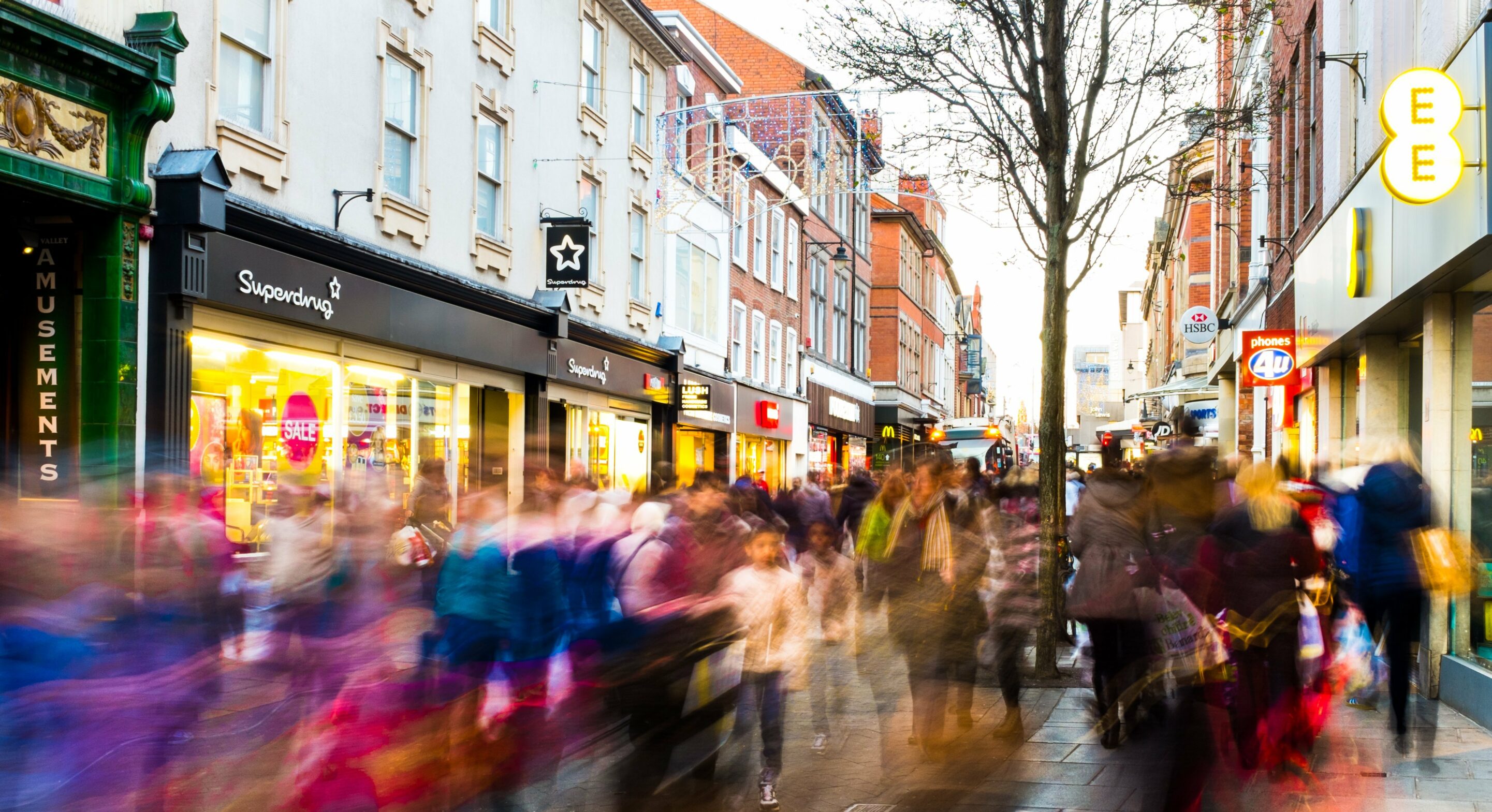 Busy high street in the UK